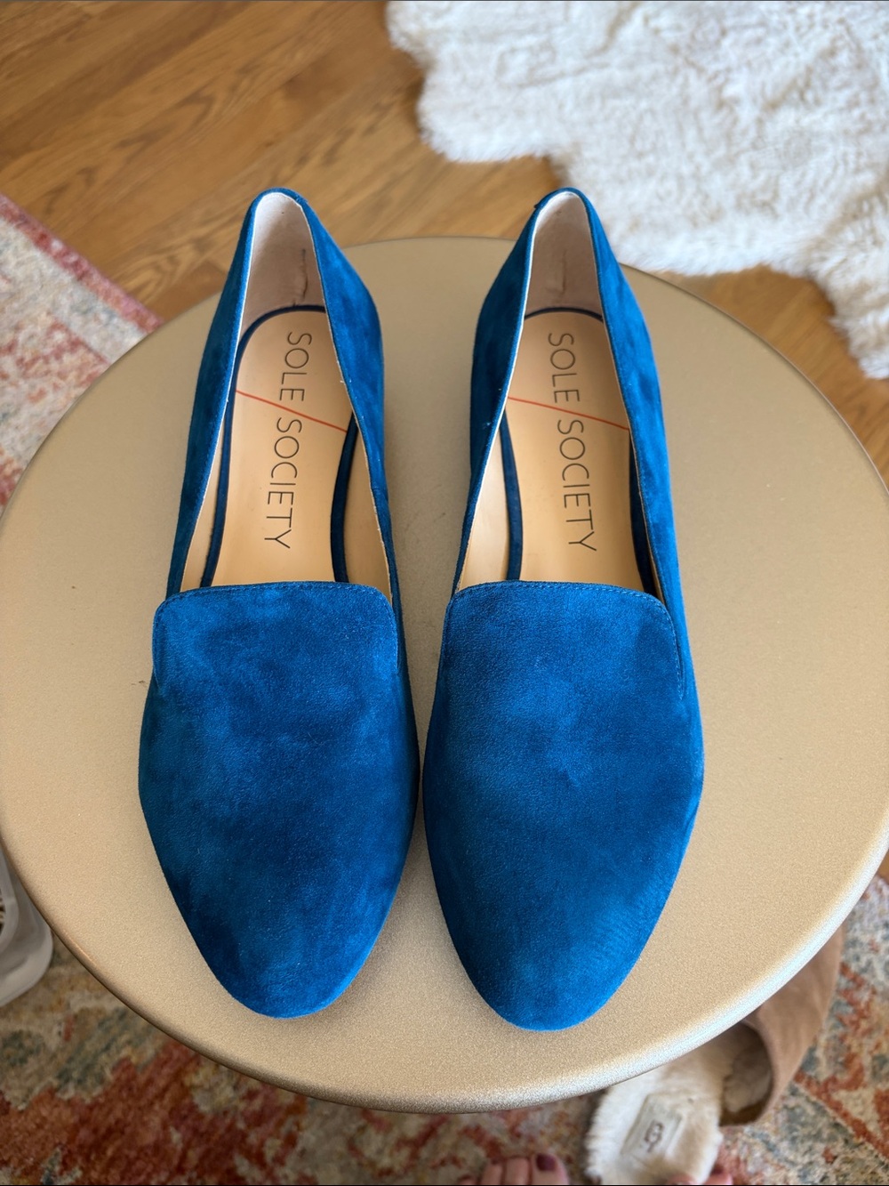 Sole Society Blue Suede Slip-On Loafers